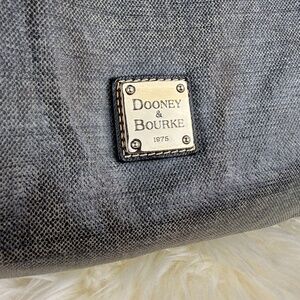 Dooney & Bourke coated canvas hobo shoulder bag in gray with black trim